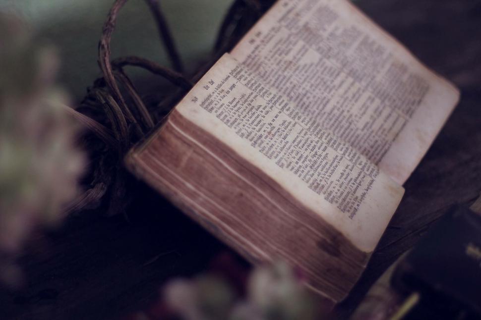 Free Image of Open Book on Table 