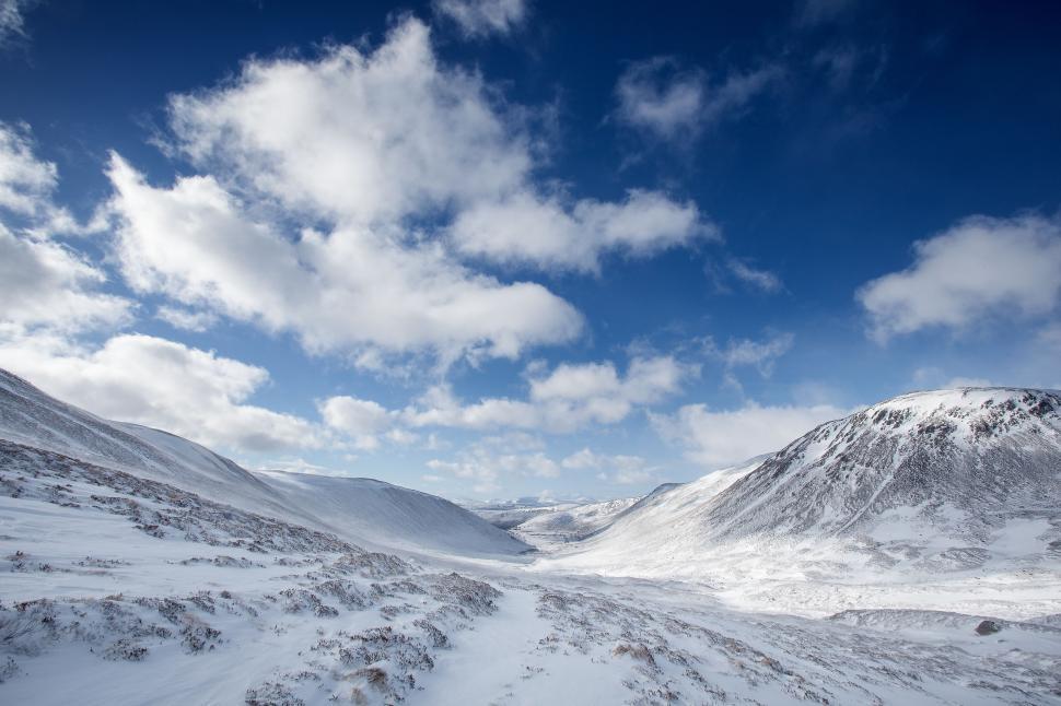 Free Image of Snow-Covered Landscape With Mountains in Background 