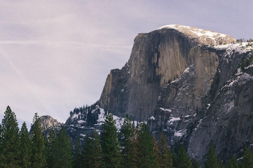 Free Image of Snow-Covered Mountain Surrounded by Trees 