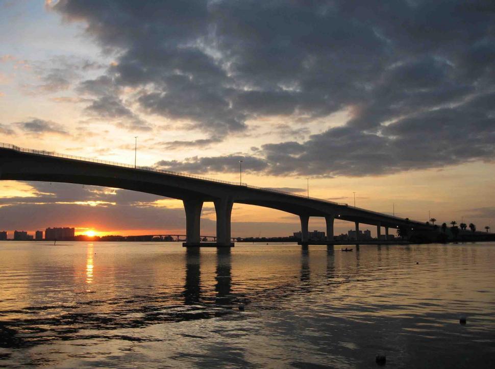 Free Image of Sunset From a Bridge 
