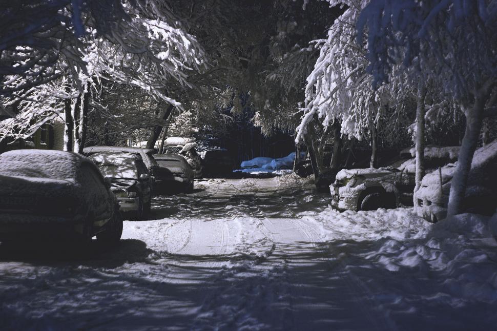 Free Image of Snow Covered Road in Black and White 