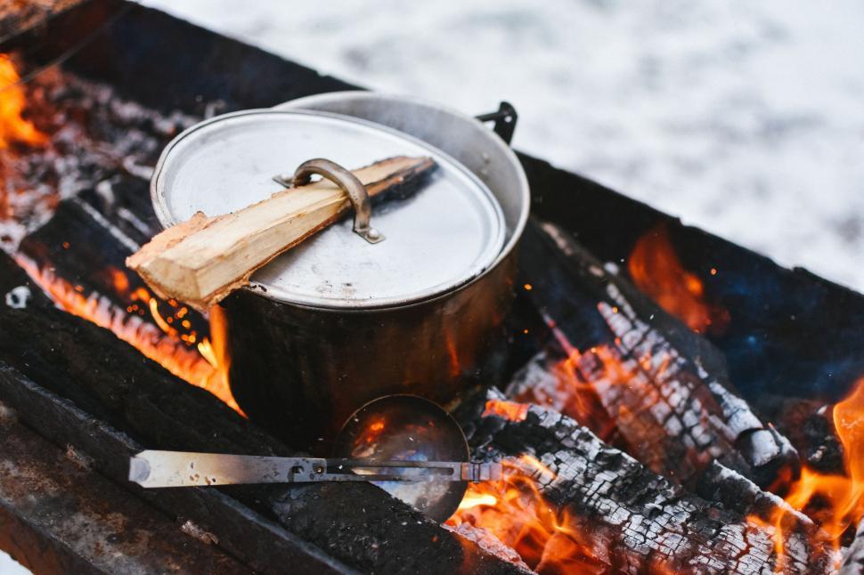 Free Image of Pot Heating on Open Fire 