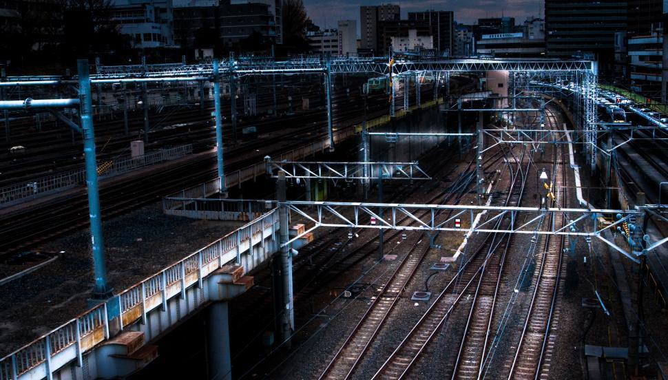 Free Image of Train Station With Train on Tracks 
