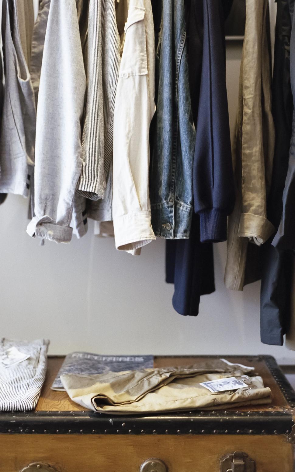 Free Image of Suitcase Beside Clothes in a Room 