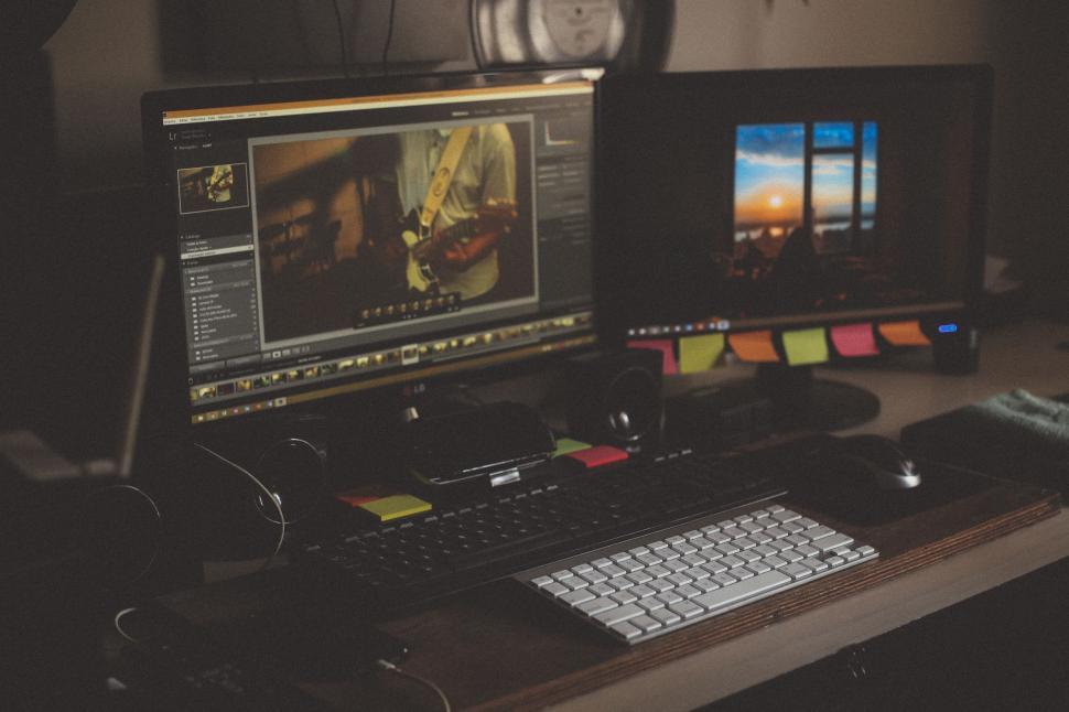Free Image of Desktop Computer on Wooden Desk 