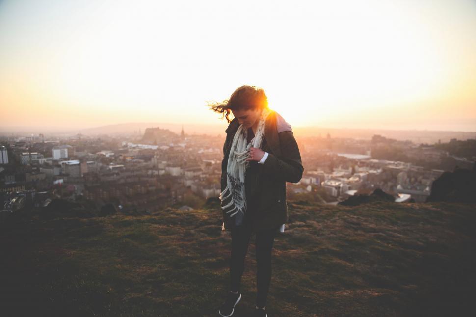 Free Image of Person Standing on Top of a Hill 