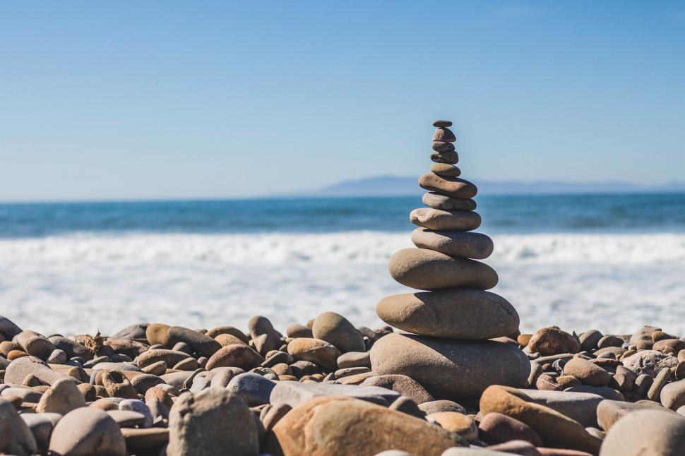 Free Image of Pile of Rocks on Beach 