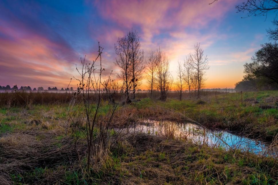 Free Image of Sun Setting Over Field 
