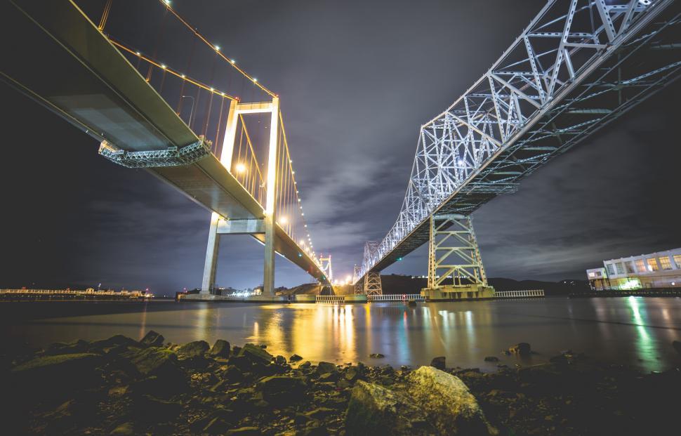 Free Image of Massive Bridge Extending Across Vast Waterway 