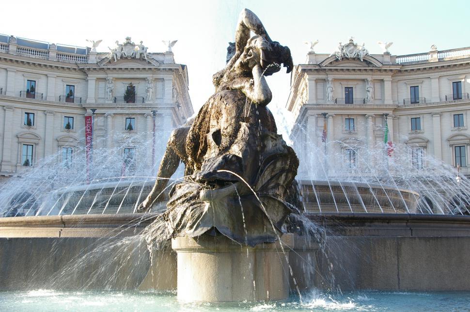 Free Image of Fountain With Statue in Front of Building 
