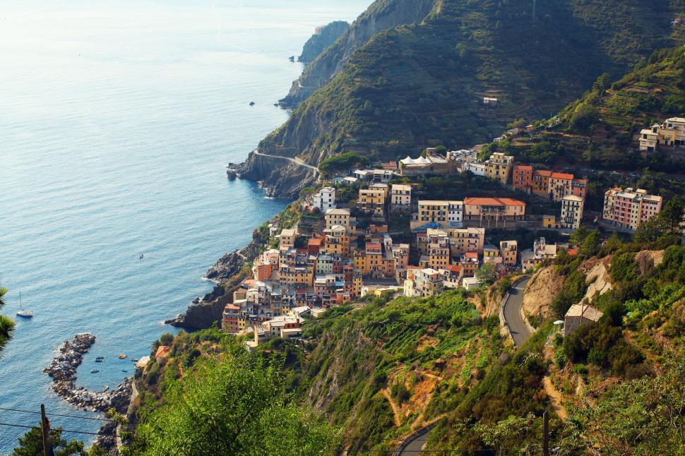 Free Image of Town Perched on Mountain Slope 