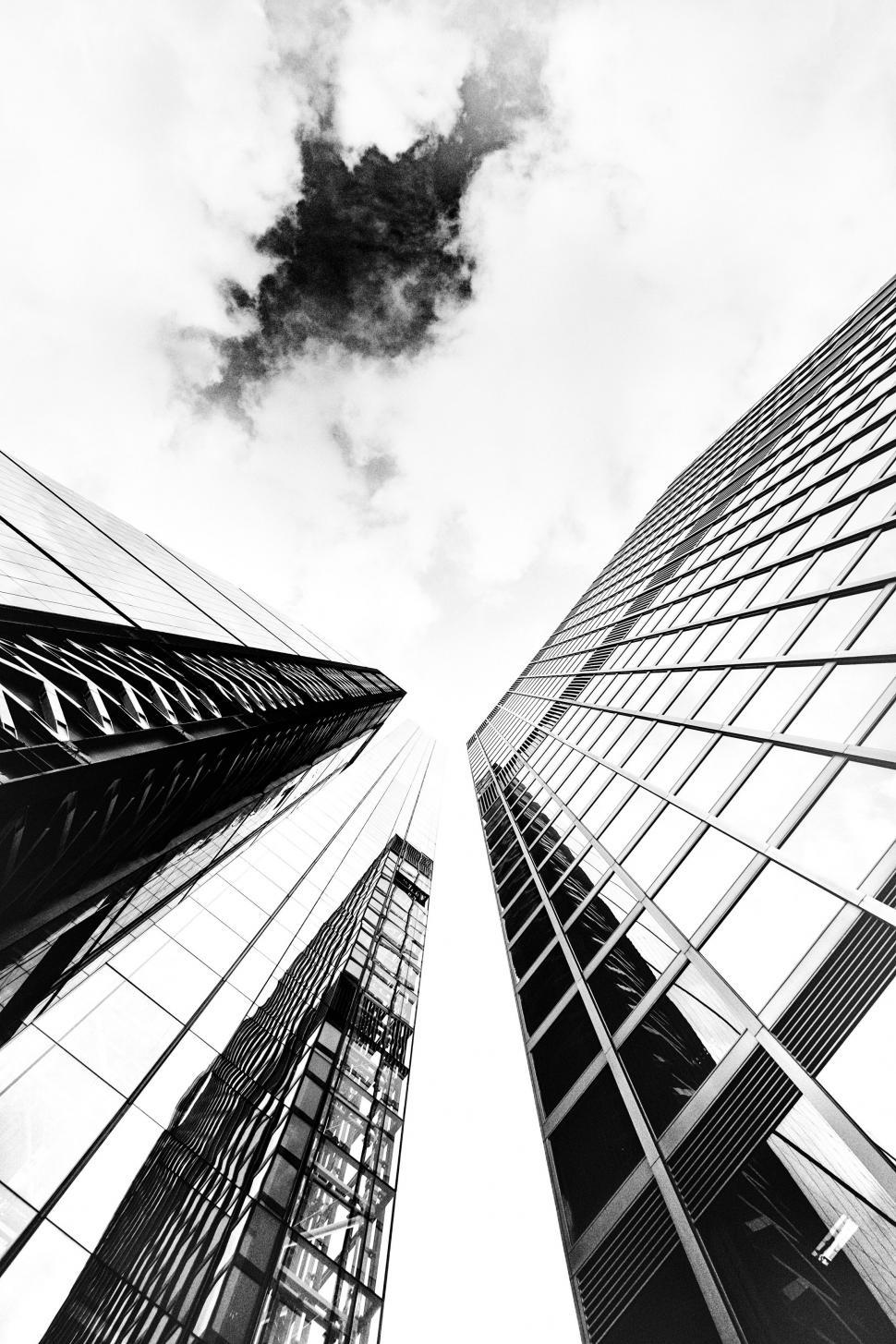 Free Image of Tall Buildings in Black and White 