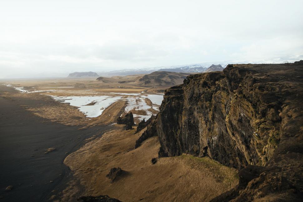 Free Image of Aerial View of Snow-Covered Mountain 