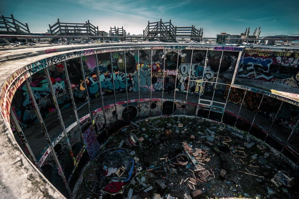 Free Image of Graffiti-Covered Interior of a Building 