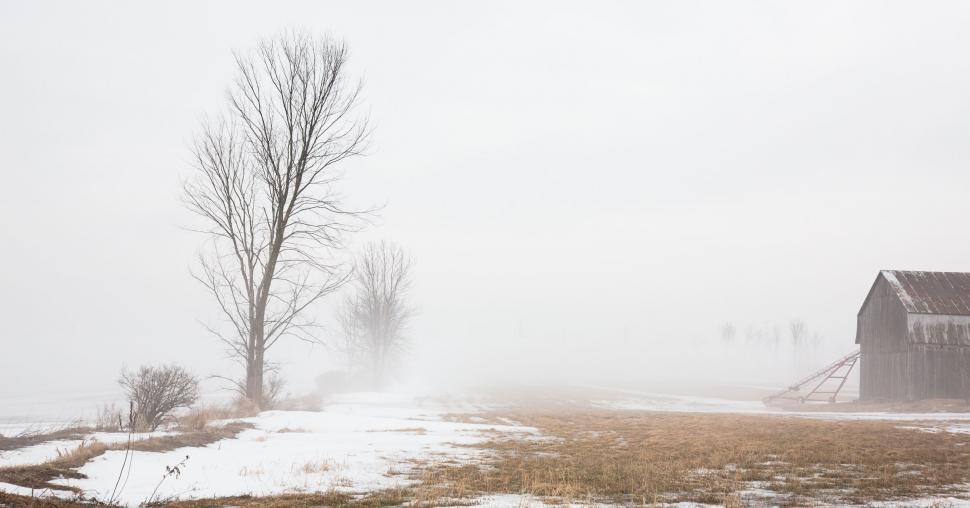 Free Image of Barn Covered in Snow 