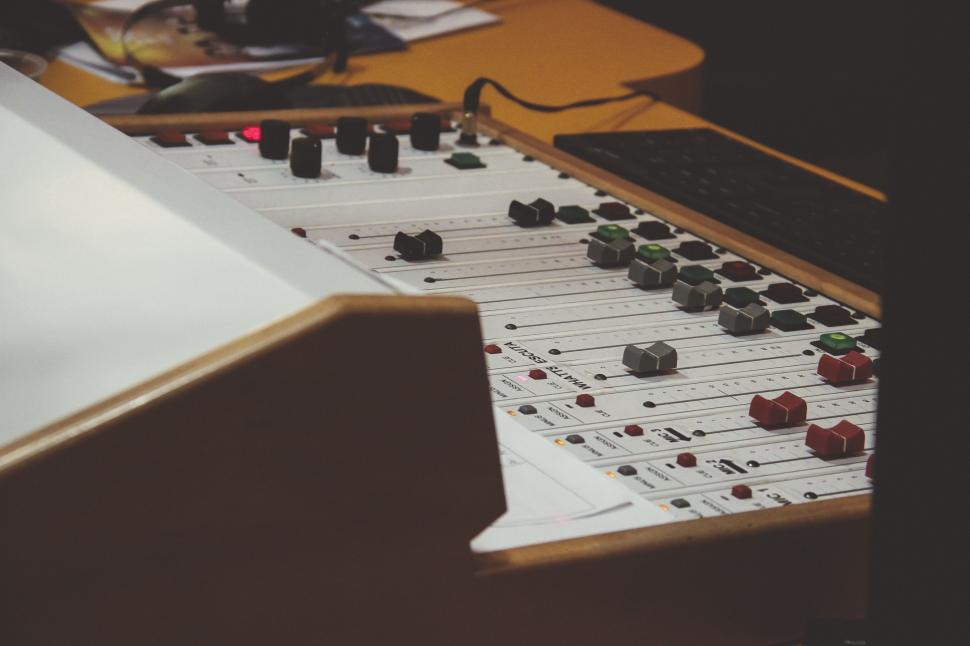 Free Image of Close Up of a Sound Mixing Console 