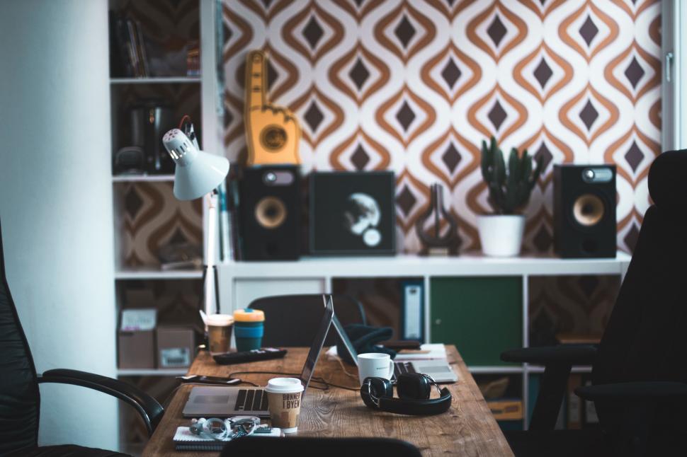 Free Image of Wooden Table With Laptop Computer 