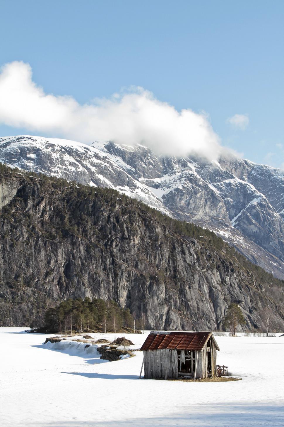 Free Image of Snowy Landscape With Mountain 