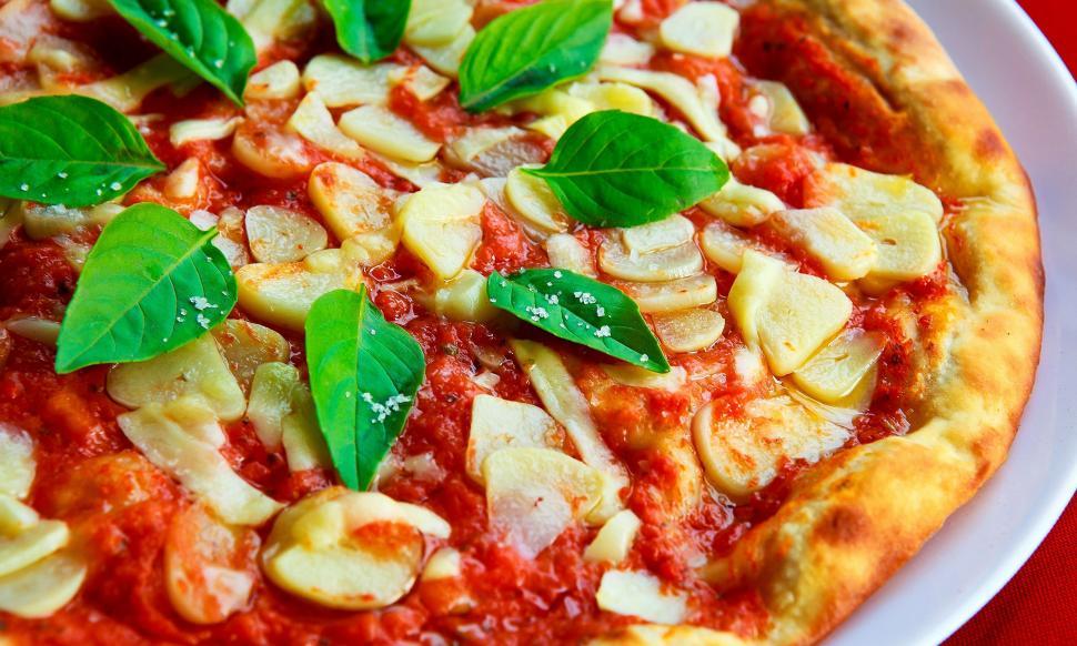Free Image of Close Up of a Pizza on a Plate on a Table 