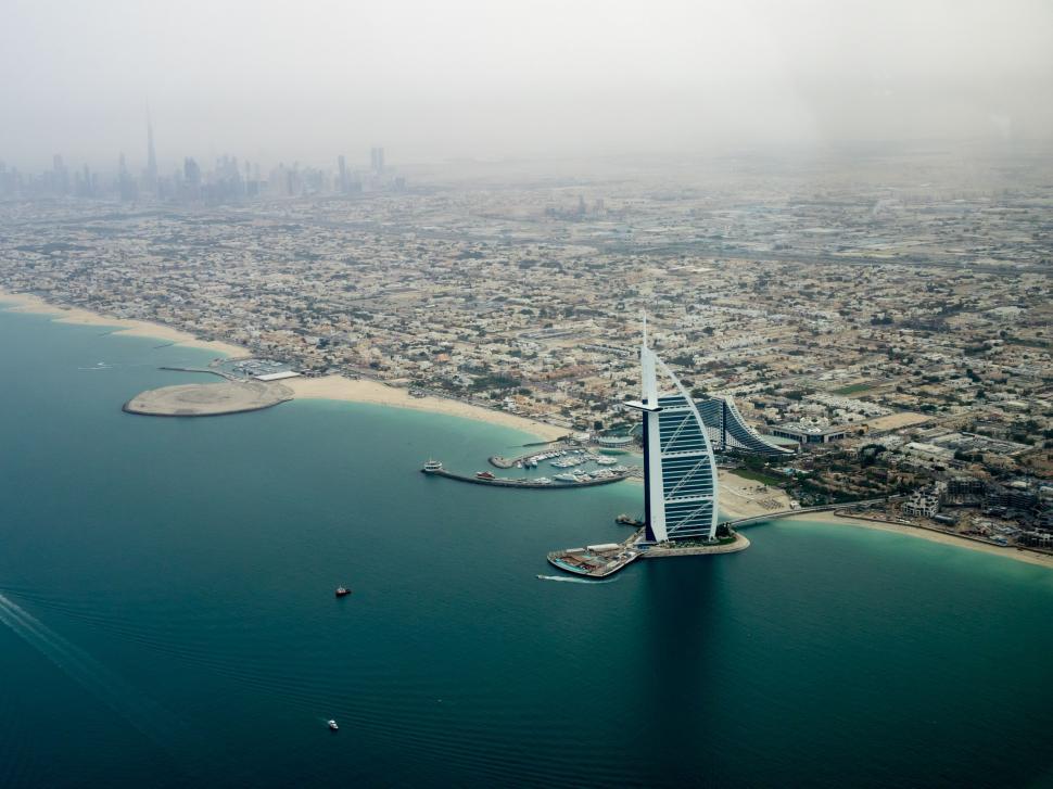 Free Image of Aerial View of City and Waterbody 