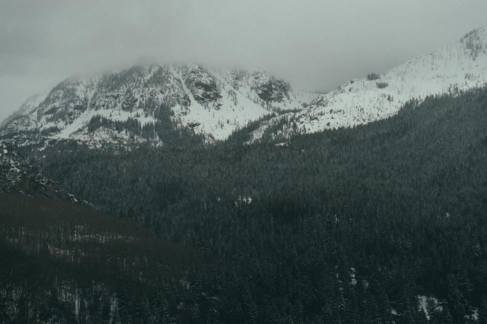 Free Image of Snow Covered Mountains in Black and White 