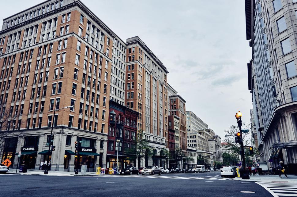Free Image of City Street Filled With Tall Buildings 