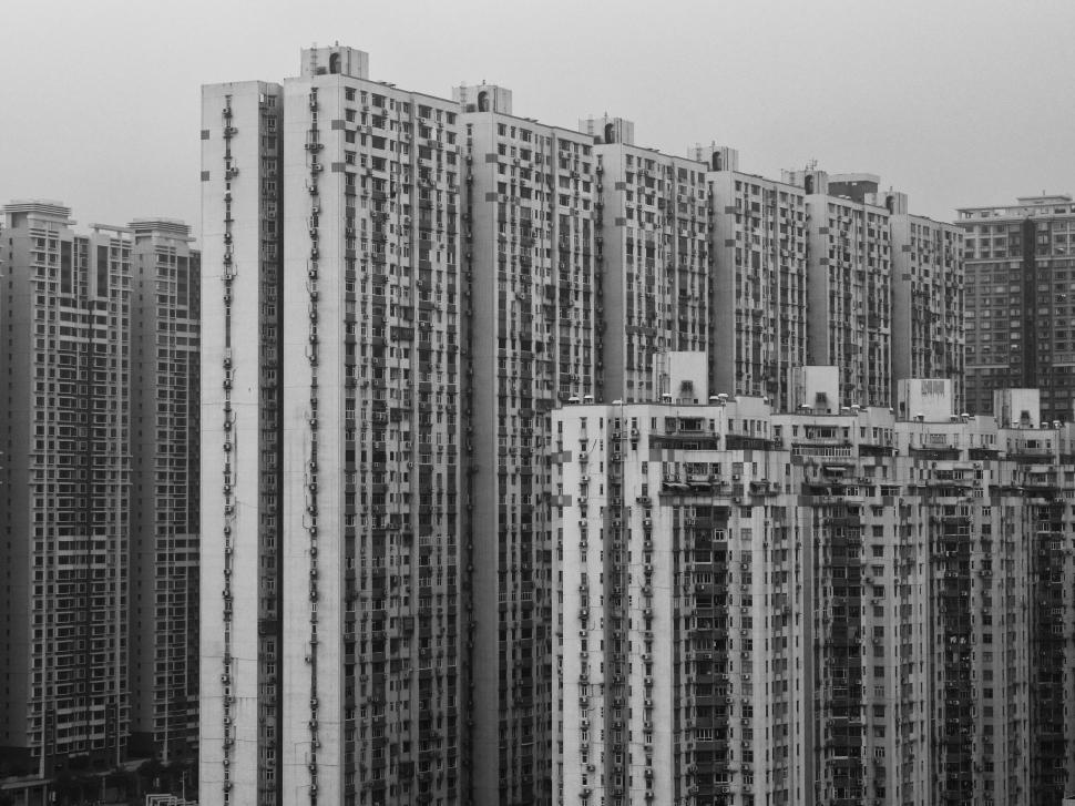 Free Image of Tall Buildings in Black and White 