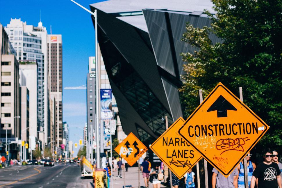 Free Image of Construction Sign on the Side of the Road 