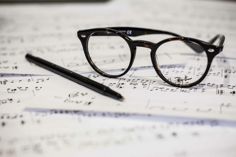 Free Image of Glasses on Sheet Music 