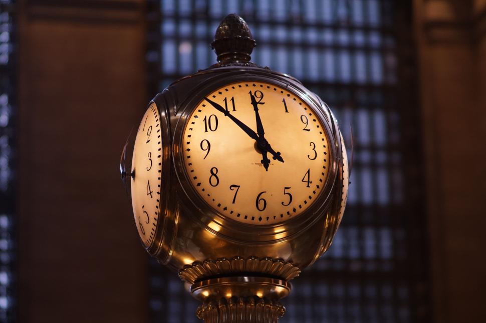 Free Image of Close Up of a Clock on a Pole 