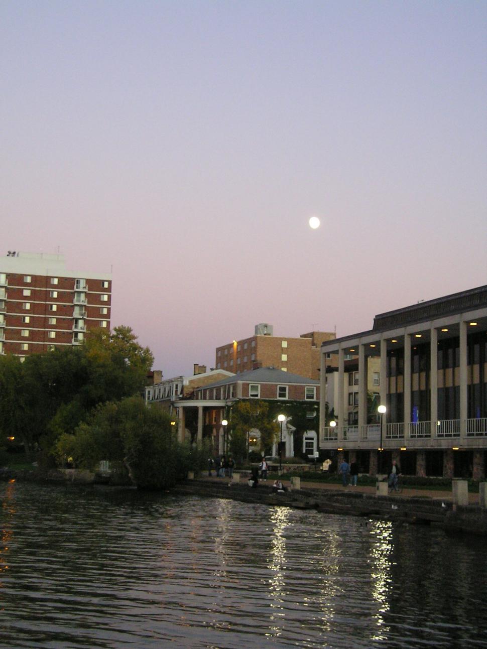 Free Image of Moon over the Lake 