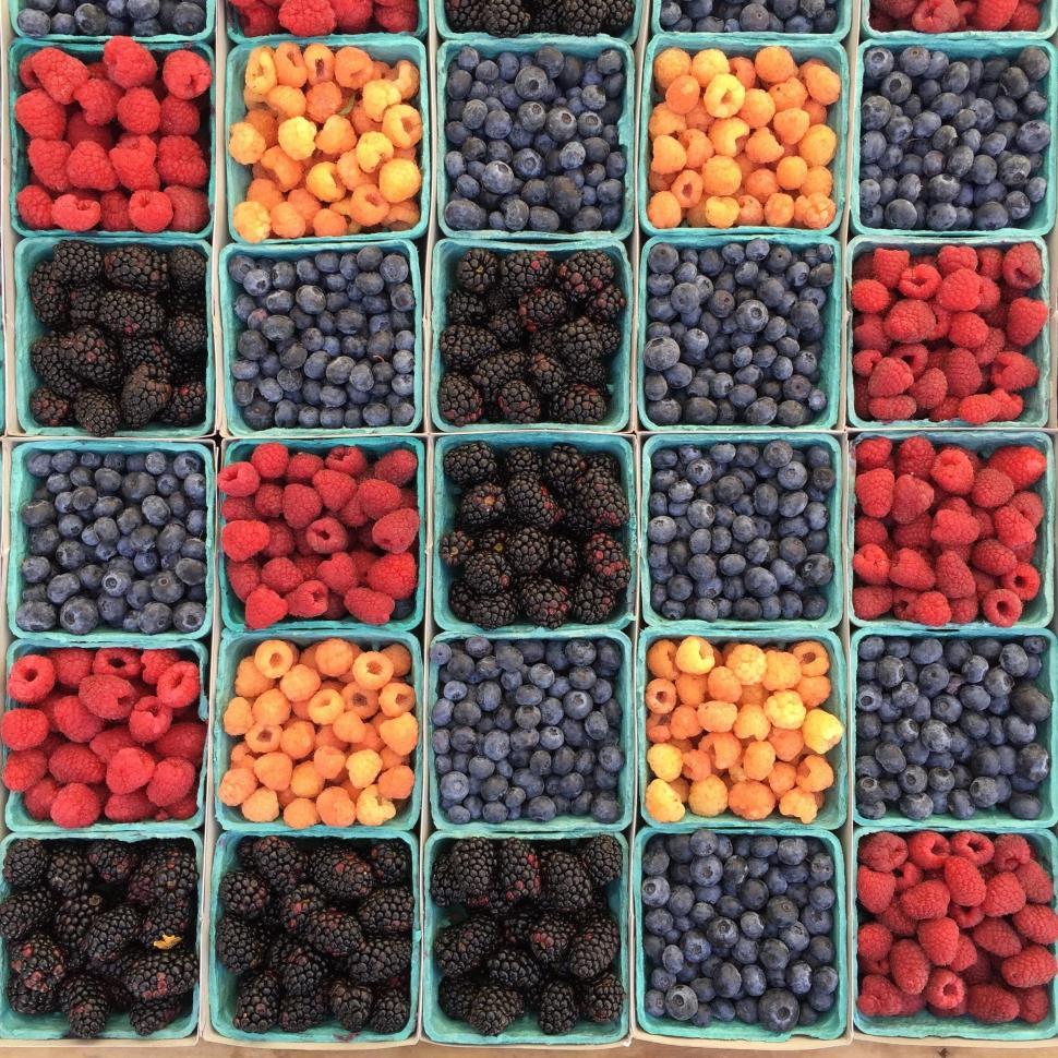 Free Image of Box Filled With Various Colored Berries 