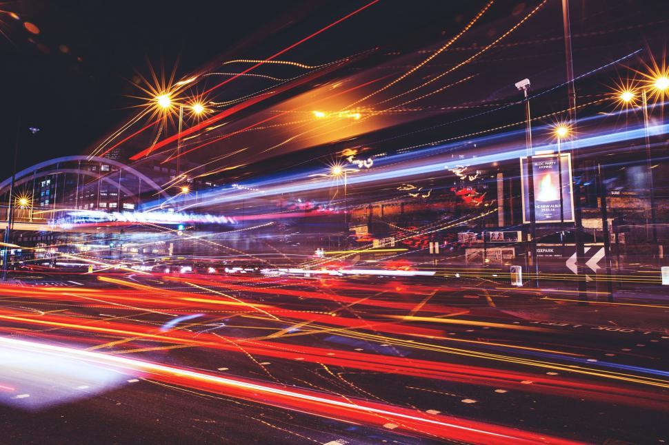 Free Image of Bustling City Street With Heavy Nighttime Traffic 
