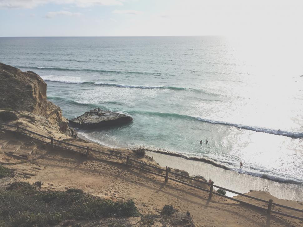 Free Image of A View of a Beach From a Cliff 