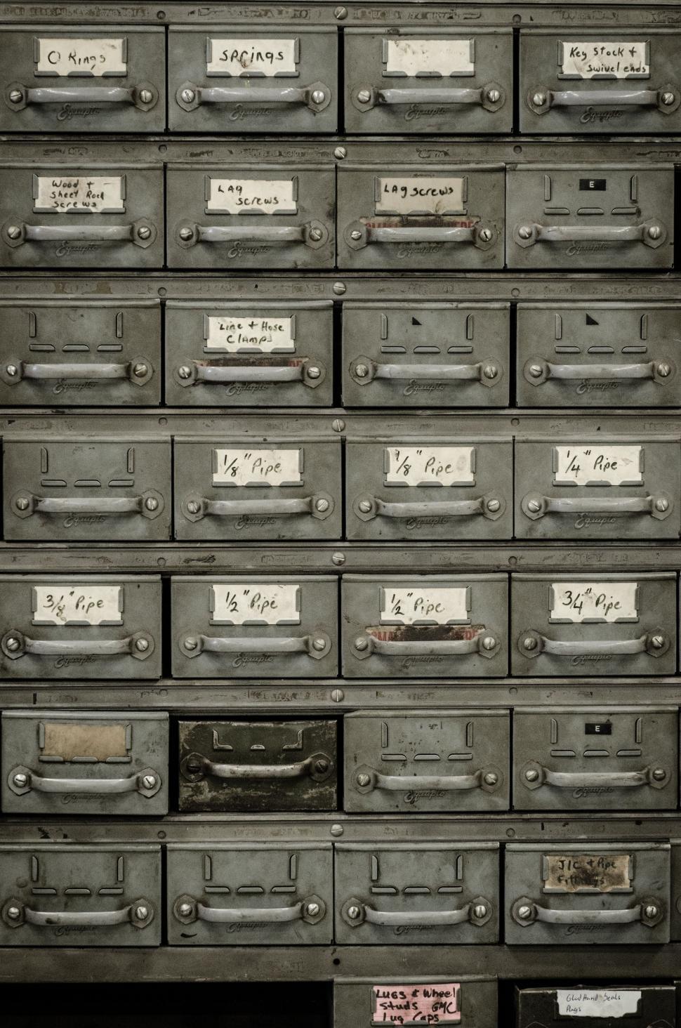 Free Image of Large Stack of Drawers Next to Each Other 