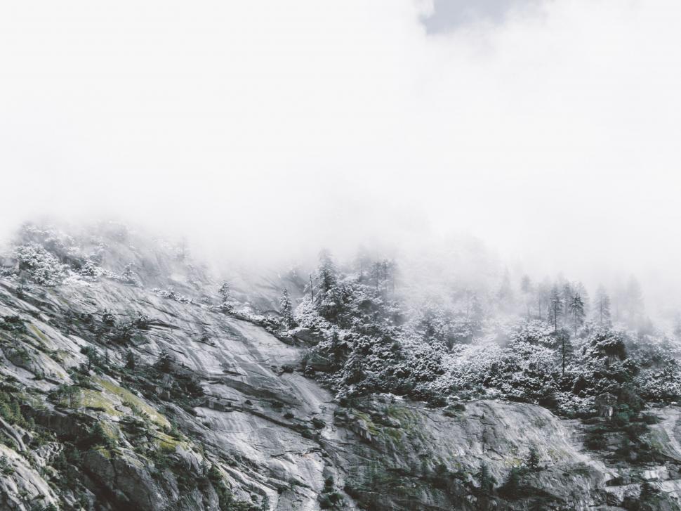 Free Image of Snowboarder Descending Mountain 