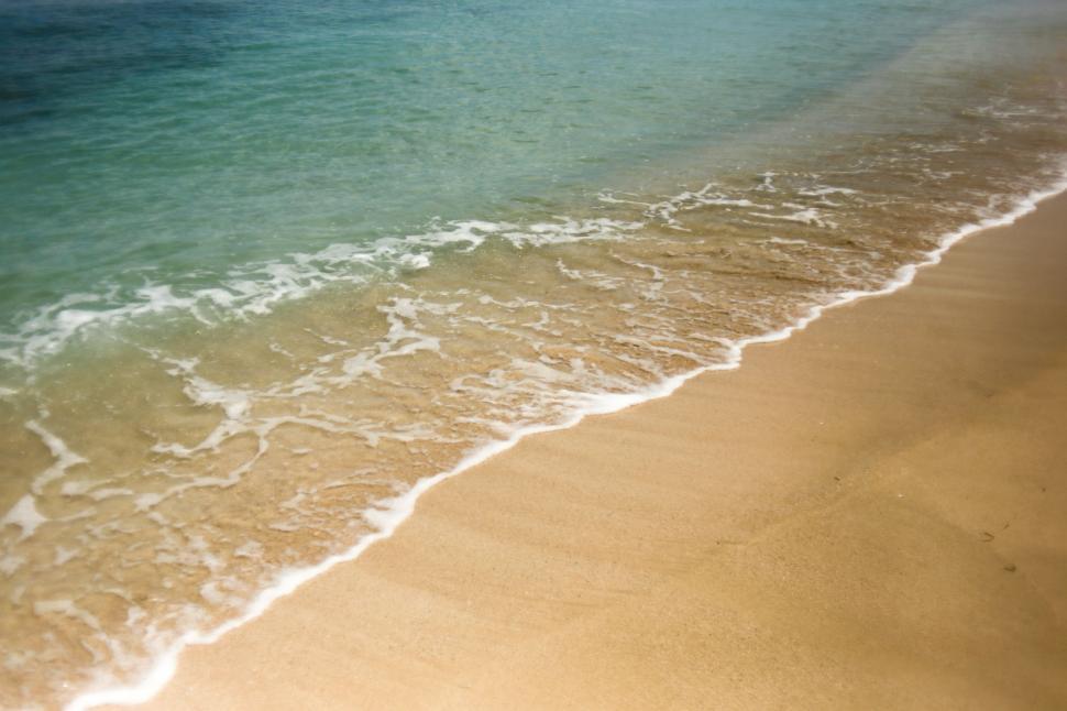 Free Image of Sandy Beach With Waves Rolling In 