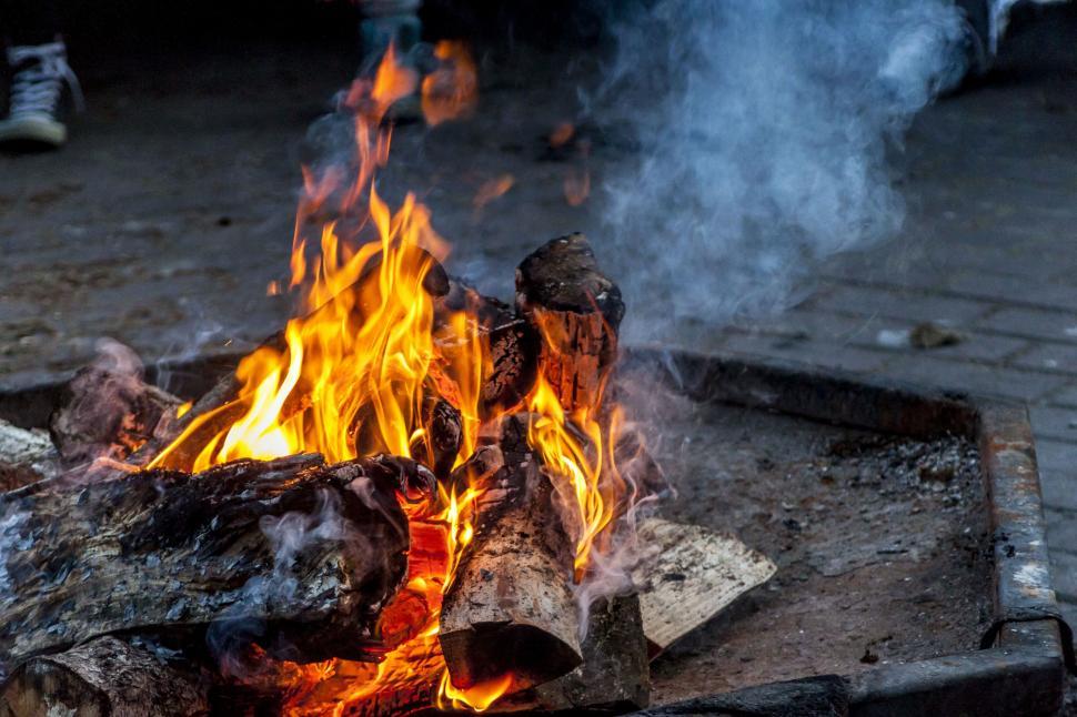 Free Image of Intense Fire Burning in a Fire Pit 