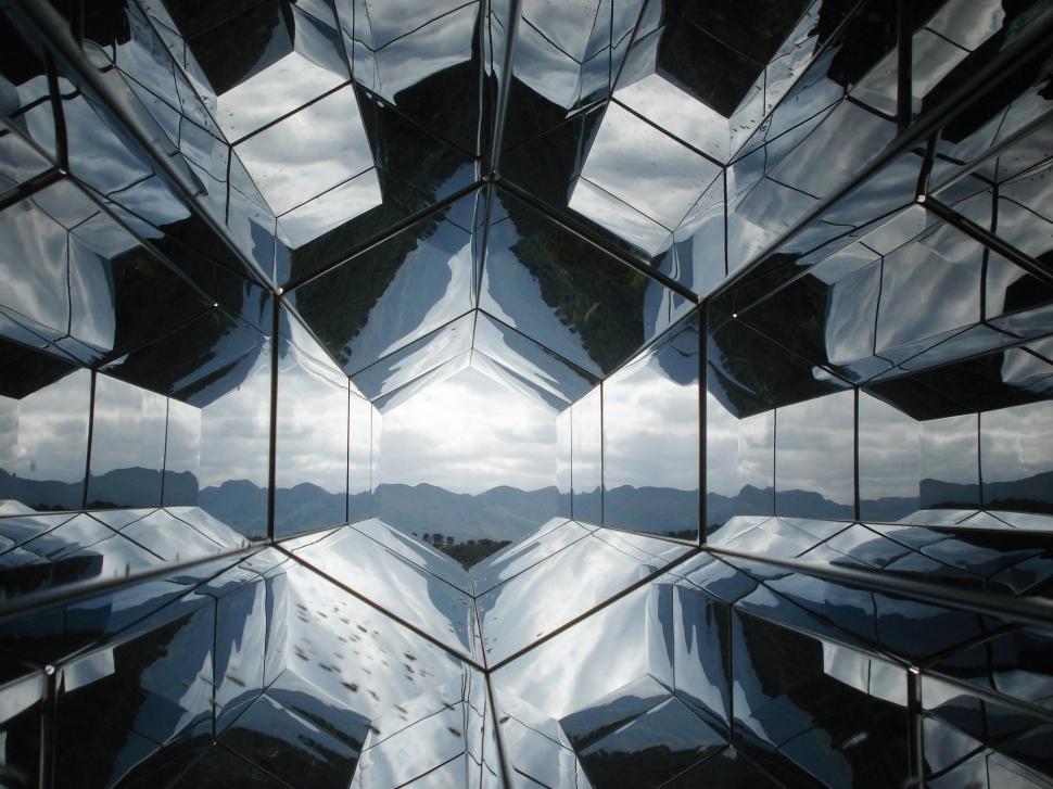 Free Image of Mirrored Surface Reflecting Black and White 
