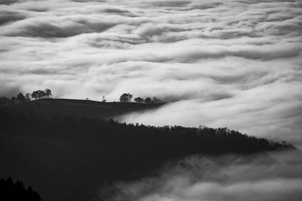 Free Image of Cloud-Covered Mountain Peak 