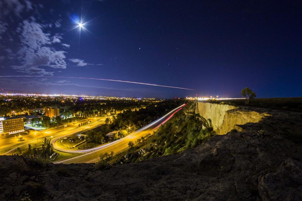 Free Image of City Night View From Hill 