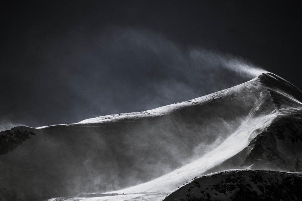 Free Image of Snow Covered Mountain in Black and White 