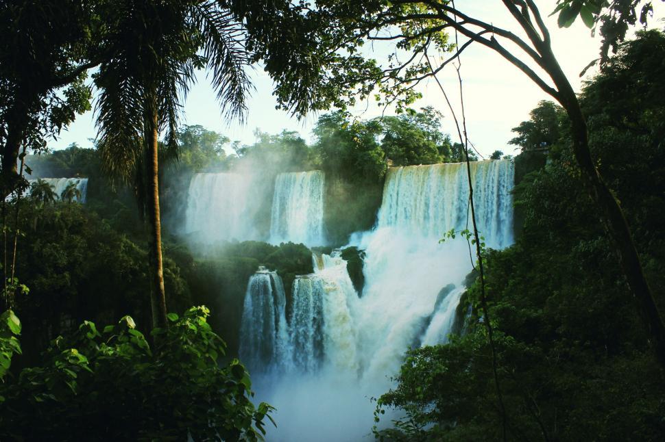 Free Image of Majestic Waterfall in Lush Forest 