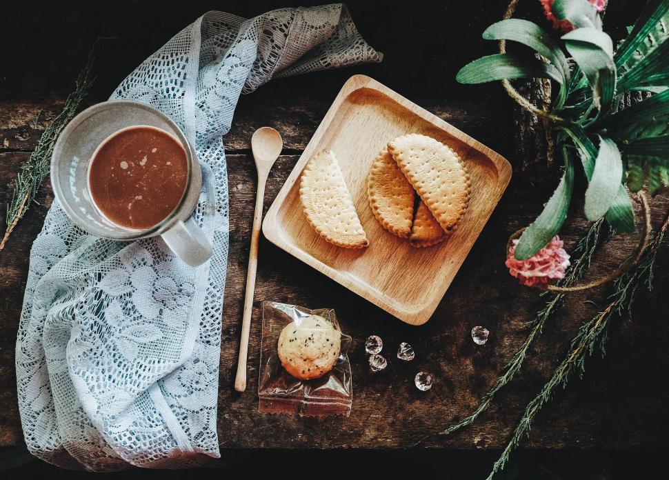 Free Image of Table Set With Plate of Food and Cup of Coffee 