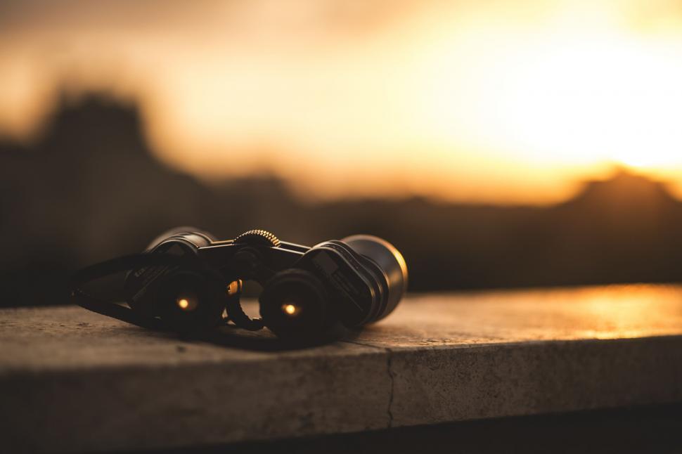 Free Image of Binoculars Resting on Ledge 