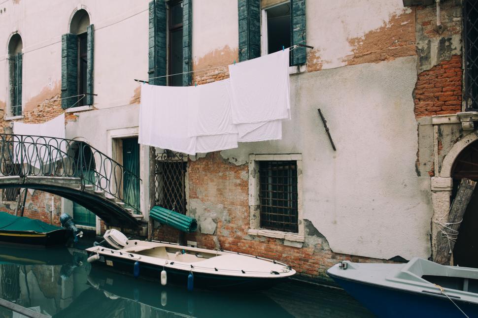 Free Image of Bridge Over Canal With Boats 