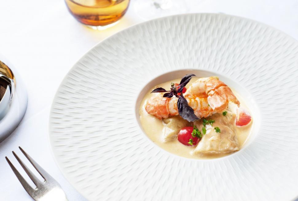 Free Image of White Plate With Food and Cup of Tea 