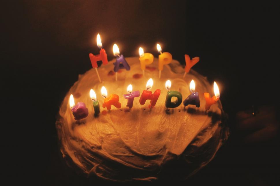 Free Image of Birthday Cake With Lit Candles 