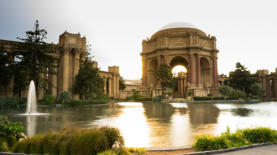 Free Image of Grand Building With Fountain 