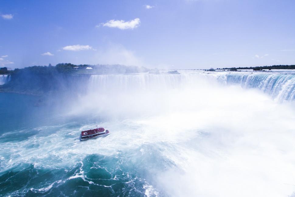 Free Image of Boat Floating Near Waterfall 